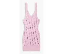 Crochet-knit mini dress - Pink