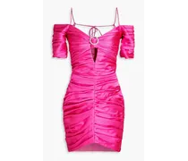 Crystal-embellished ruched satin mini dress - Pink