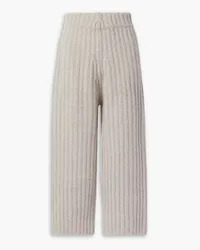 Lauren Manoogian Ribbed merino wool-blend wide-leg pants - Neutral Neutral