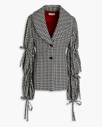 Sara Battaglia Houndstooth cotton-blend jacquard jacket - Black Black