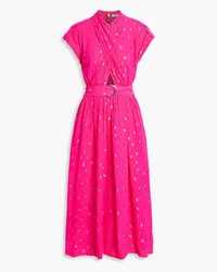 Derek Lam Celeste wrap-effect metallic fil coupé crepe de chine midi wrap dress - Pink Pink