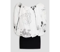 Floral-print cotton-moussleine top - White