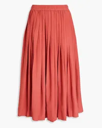 Loulou Studio Nanao pleated silk crepe de chine midi skirt - Orange Orange