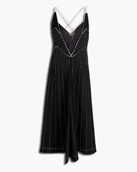 Valentino Garavani Layered topstitched jersey and voile midi dress - Black Black