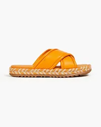 Tory Burch Textured-leather slides - Orange Orange