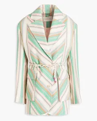 Zimmermann Belted striped twill blazer - Green Green