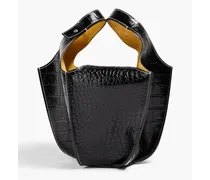 Lampshade croc-effect leather tote - Black