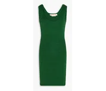 Pointelle-knit wool mini dress - Green