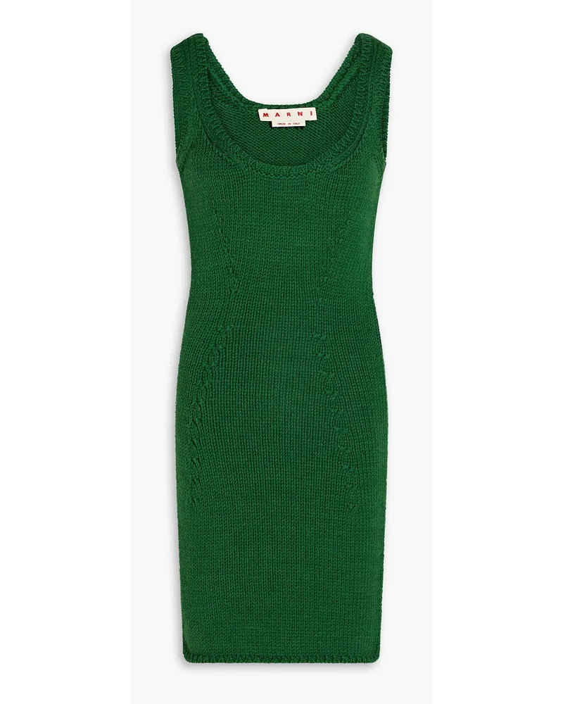 Marni Pointelle-knit wool mini dress - Green Green