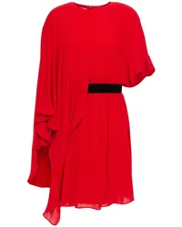 Valentino Garavani Cape-effect velvet-trimmed silk-crepe mini dress - Red Red