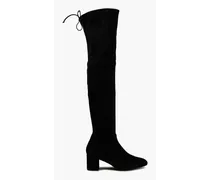 Genna stretch-suede over-the-knee boots - Black