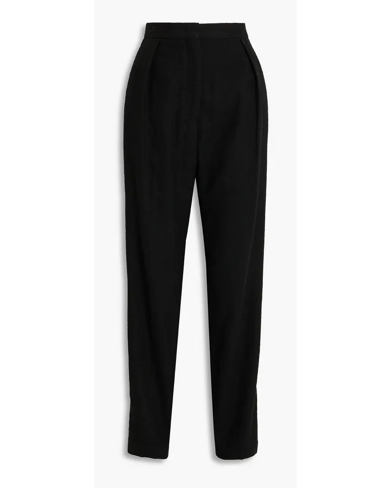 Pleated wool-twill straight-leg pants - Black