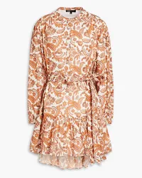 Maje Ruffled paisley-print cotton mini dress - Orange Orange