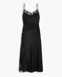 Ulla Johnson Lucienne appliquéd tulle-trimmed silk-satin midi dress - Black Black