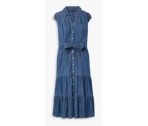 Arnetta tiered denim midi shirt dress - Blue