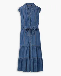 Veronica Beard Arnetta tiered denim midi shirt dress - Blue Blue