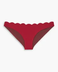 Marysia Santa Barbara scalloped seersucker bikini briefs - Burgundy Burgundy