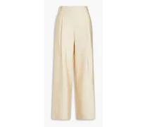 Pleated twill wide-leg pants - White