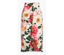 Wrap-effect floral-print stretch-crepe midi skirt - Pink