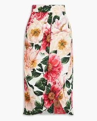 Dolce & Gabbana Wrap-effect floral-print stretch-crepe midi skirt - Pink Pink