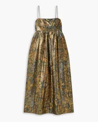 Ulla Johnson Hesmina metallic jacquard midi dress - Green Green