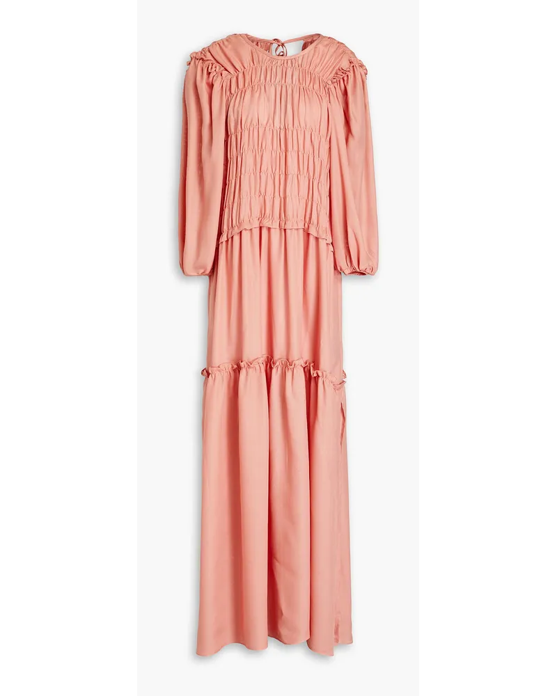 Mother of Pearl Misha gathered woven maxi dress - Pink Pink