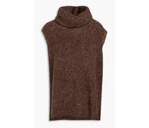 Bouclé-knit cashmere and silk-blend turtleneck top - Brown