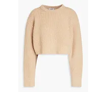 Ribbed mélange wool-blend sweater - Neutral