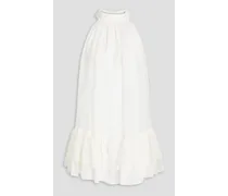 Alice Olivia - Erna pleated ruffled chiffon mini dress - White