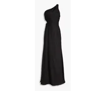 Byron one-shoulder cutout linen maxi dress - Black