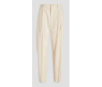 Pleated stretch-wool tapered pants - White