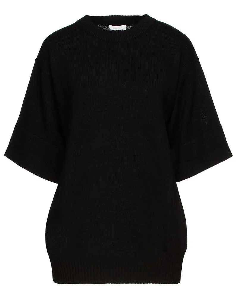 See by Chloé Cutout ribbed wool-blend top - Black Black