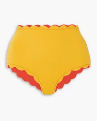 Marysia Santa Monica reversible scalloped recycled seersucker bikini briefs - Yellow Yellow