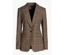 Bianca Prince of Wales checked wool-blend blazer - Brown
