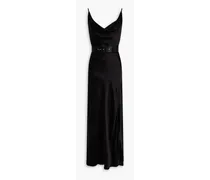 Nahara belted silk-satin maxi slip dress - Black