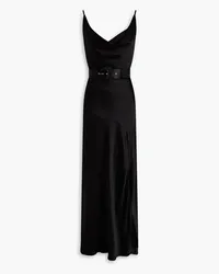 NICHOLAS Nahara belted silk-satin maxi slip dress - Black Black