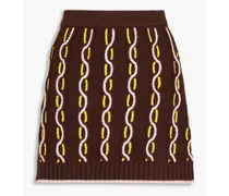 Frances cable-knit merino wool mini skirt - Brown