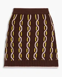 Shrimps Frances cable-knit merino wool mini skirt - Brown Brown