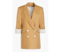 Parineti pinstriped linen-blend twill blazer - Brown