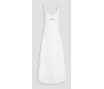 Cutout twisted stretch-cotton poplin maxi dress - White