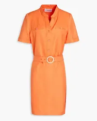 Claudie Pierlot Belted woven mini shirt dress - Orange Orange