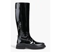 Coated leather rain boots - Black