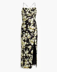 NICHOLAS Babba gathered silk-satin midi dress - Black Black