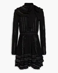 Valentino Garavani Ruffled embellished silk-crepe mini dress - Black Black