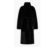 Yves Salomon Belted shearling coat - Black Black