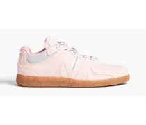 Twill and leather sneakers - Pink