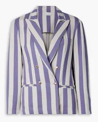 Miguelina Chiara double-breasted striped cotton-twill blazer - Purple Purple