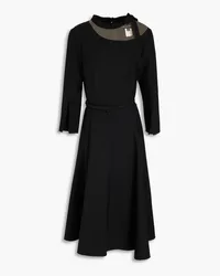 Oscar de la Renta Tulle-trimmed wool-blend midi dress - Black Black