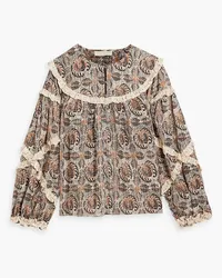 Ulla Johnson Edith ruffled printed cotton-blend gauze blouse - Brown Brown