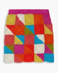 BATSHEVA Vivien patchwork crochet-knit alpaca mini skirt - Multicolor Multicolor